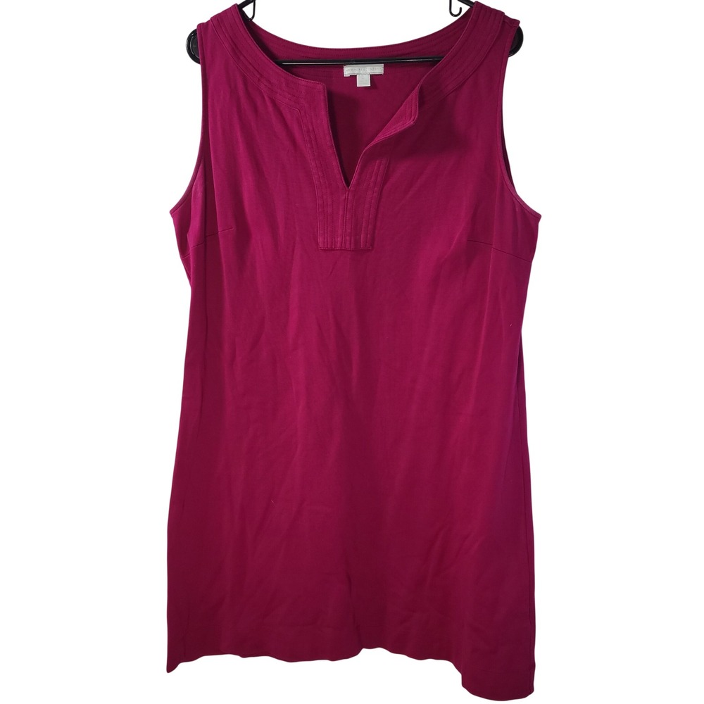 New York & Company Pink Sleeveless Notched V-Neck Trapunto Shift Dress XL Cotton
